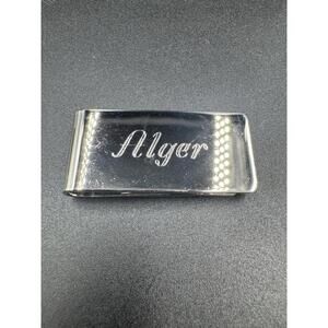 Vintage Sterling Silver "Alger" Engraved Money Clip 1.277 oz (36.2g) Solid .925